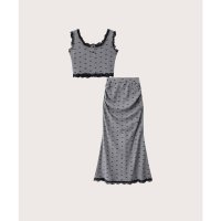 LA POMME petit/ラポミ プチ LA POMME petit Lace Piping Skirt Set－Up/レースパイピングスカートセットアップ/507091912