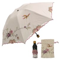 CHINOISERIE MODERN KYOTO/シノワズリーモダンキョウト シノワズリーモダン京都 優雅花鳥刺繍ミニ折りたたみ晴雨兼用傘/507092600