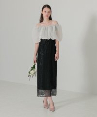 Leja/レジャ Leja 2WAYオフショルダーパフスリーブスリットAラインワンピースロングドレス美脚効果結婚式 パーティードレス 20代 30代/507093077