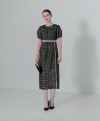 Leja/レジャ Leja ツイード柄ハイウエストソフトパフスリーブ半袖ドレスワンピース結婚式 パーティードレス 成人式 20代 30代 40代/507093087