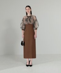 Leja/レジャ Leja 長袖七分袖ボレロプチハイネックパフスリーブ刺&#32353;花柄ワッフルIラインタイトスリットワンピース美脚効果ドレス結婚式 パーティードレス/507093102