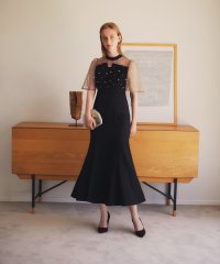 Leja/レジャ Leja 花柄ストーンスパンコールチュールオーバーラップマーメイドワンピースドレス美脚効果ドレス結婚式 パーティードレス 成人式 20代 30代 40代/507093105