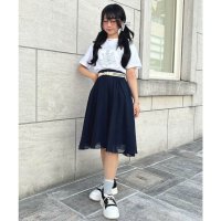F.i.n.t/フィント F i.n.t ラインゴムベルト付きシアースカート【洗える】/507094810