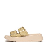 fitflop/フィットフロップ fitflop F－MODE BUCKLE SHIMMERLUX FLATFORM TWO－BAR SLIDES/507095761