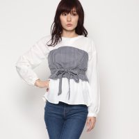 STYLEBLOCK/スタイルブロック STYLEBLOCK チェックリボンビスチェドッキングブラウス/504680030