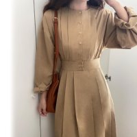 LAUIR/ラウアー LAUIR ウエスト切替タックロングワンピース/505018443