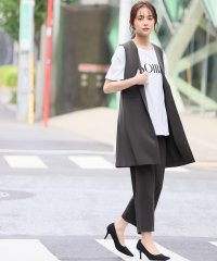 Flolia/フロリア Flolia Vネックロングジレ・ボウタイブラウス・ストレートパンツの3点セットアップフォーマルセレモニースーツ【洗える/ストレッチ】/506887673