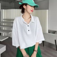 Belle Cie/ベルシー Belle Cie シャツ ブラウス プルオーバー 半袖 5分袖 トップス レギュラーカラー ゆったり きれいめ 大人 おしゃれ 襟付き 可愛い 薄手/507017842