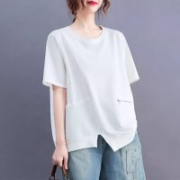 Belle Cie/ベルシー Belle Cie Tシャツ ビッグシルエット 半袖 ポケット 大人 レディース 韓国ファッション シンプル 大きめ ゆったり リラックス スリット /507032280