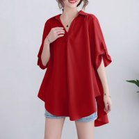 Belle Cie/ベルシー Belle Cie シャツ 半袖 スキッパーシャツ ブラウス フレア トップス レディース きれいめ Vネック 隠れる 韓国ファッション 上品 オフィ/507032287
