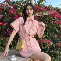 Belle Cie/ベルシー Belle Cie デニムワンピース ワンピース ツイル 半袖 ミニワンピ スカート レディース 韓国ファッション ひざ上 大きいサイズ フェス 衣装/507032288