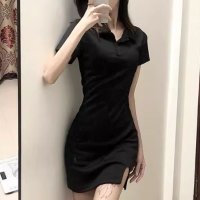 Belle Cie/ベルシー Belle Cie ワンピース ミニワンピ ミニ ポロシャツ タイト スカート 春夏 レディース 韓国ファッション スリット シンプル モノトーン か/507032308