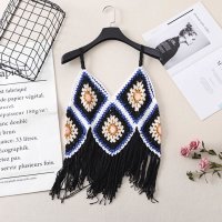 Belle Cie/ベルシー Belle Cie クロシェ ビスチェ キャミソール ニット かぎ編み ボヘミアン レディース 韓国ファッション フリンジ レトロ 肌見せ 重ね着 カ/507032311