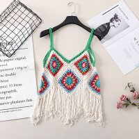 Belle Cie/ベルシー Belle Cie クロシェ ビスチェ キャミソール ニット かぎ編み ボヘミアン レディース 韓国ファッション フリンジ レトロ 肌見せ 重ね着 カ/507032311
