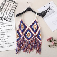 Belle Cie/ベルシー Belle Cie クロシェ ビスチェ キャミソール ニット かぎ編み ボヘミアン レディース 韓国ファッション フリンジ レトロ 肌見せ 重ね着 カ/507032311