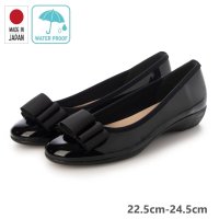 IKplus/アイケープラス IKplus 【日本製】【レイン対応】大き目リボンのバレエシューズ 健康美脚姿勢フラットシューズ 【晴雨兼用】5228 ■撥水ブラック布■/507034982