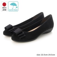 IKplus/アイケープラス IKplus 【日本製】【レイン対応】大き目リボンのバレエシューズ 健康美脚姿勢フラットシューズ 【晴雨兼用】5228 ■撥水ブラック布■/507034982