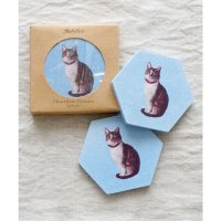 Jubilee/ジュビリー Jubilee 珪藻土コースター 同柄 2枚セット キャット ヘキサゴン/507098836