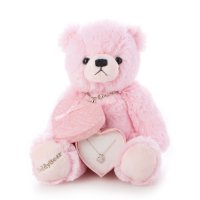 Sears/シアーズ Sears 天然ダイヤ ハート ネックレス レディース テディベア ぬいぐるみセット 4月 ダイヤモンド ピンクベア 1491－tdt－01－p4/507104242