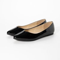 Angel fit/エンジェルフィット Angel FiT レディース フラットパンプス ポインテッドトゥ バレエシューズ af_20440 (BLACK SMOOTH)/507109374