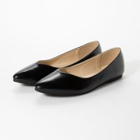 Angel fit/エンジェルフィット Angel FiT レディース フラットパンプス ポインテッドトゥ バレエシューズ af_20440 (BLACK SMOOTH)/507109374