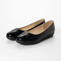 Angel fit/エンジェルフィット Angel FiT レディース フラットパンプス ラウンドトゥ バレエシューズ af_20445 (BLACK SMOOTH)/507109402