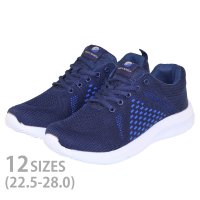 EARTH MARCH/アースマーチ EARTH MARCH 男女兼用 フライニット スニーカー スポーツシューズ レースアップ 20552 ネイビー (NAVY)/507109418