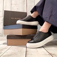 ALL BLACK/オールブラック ALL BLACK 【本革】軽量 フロントジップ スリッポンシューズ/507113554