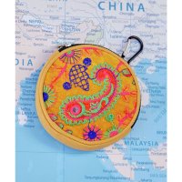 CAYHANE/【チャイハネ】アラウンドミラー刺繍ポーチ ブラック/507120218