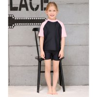 Lace Ladies/レースレディース Lace Ladies 女児 半袖 セパレート スクール水着 ガールズ 女子 ラッシュガード 上下別 ハイネック/507123115