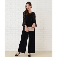Lace Ladies/レースレディース Lace Ladies レース切替プリーツケープ付きパンツドレス・セットアップ/507123366
