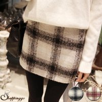 shoppinggo/ショッピングゴー shoppinggo ミニスカート レディース チェック柄 台形スカート ハイウエスト タイトスカート 厚手/507124077