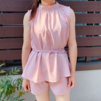 shoppinggo/ショッピングゴー shoppinggo ノースリーブセットアップ レディース 夏 部屋着 ルームウェア ウエストゴム スウェット ショートパンツ 2点セット/507124183