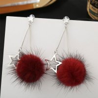 shoppinggo/ショッピングゴー shoppinggo ピアス キラキラ星 ふんわり ポンポン カジュアル ファーピアス スウィング ファー 揺れる/507124408