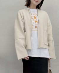 &soiree/アンドソワレ &soiree ノーカラージップニットブルゾン/507124703