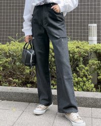 &soiree/アンドソワレ &soiree ハイウエストダメージワイドデニムパンツ/507124743