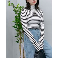 &soiree/アンドソワレ &soiree モックネックボーダーリブニット(指穴あり)/507124751