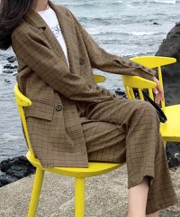 TeddyShop/テディショップ Teddyshop レディース グレンチェック柄ミディジャケット+パンツ セットアップ上下2点セット/507125890