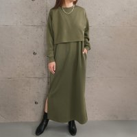 aquagarage/アクアガレージ aquagarage ショートプルオーバーVネックジャンスカセット 春 秋 冬 長袖 M L/507128377