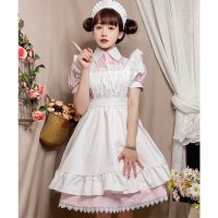 OSYAREVO/オシャレボ OSYAREVO 【ネット限定】 コスプレ メイド服 半袖 膝丈 3点セット/507129924