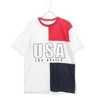 STYLEBLOCK/スタイルブロック STYLEBLOCK ビッグシルエットドロップショルダー前身切替USAロゴプリントワイド半袖Tシャツカットソー/507134620