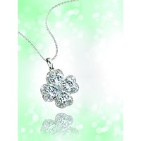 I･E･I  SELECTION/煌めきのラッキークローバー 大粒CZとダイヤモンドの宝飾ペンダント/507136253