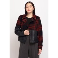 Desigual/デシグアル Desigual タータンチェック&シンセティックレザー素材のレディースバイカージャケット/507137710