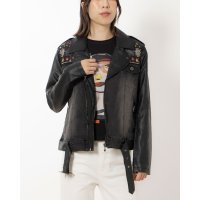 Desigual/デシグアル Desigual ボーホースタイルの刺繍入りレディースデニムスリムバイカージャケット/507138605