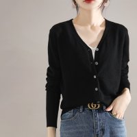 ica/アイカ ica 柔らか カシミアタッチ 前開き Vネック ミドル丈 長袖 ニットカーディガン ニットカーデ/507143550