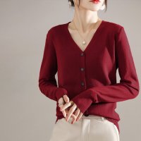 ica/アイカ ica 柔らか カシミアタッチ 前開き Vネック ミドル丈 長袖 ニットカーディガン ニットカーデ/507143550