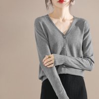 ica/アイカ ica 柔らか カシミアタッチ 前開き Vネック ミドル丈 長袖 ニットカーディガン ニットカーデ/507143550