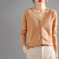 ica/アイカ ica 柔らか カシミアタッチ 前開き Vネック ミドル丈 長袖 ニットカーディガン ニットカーデ/507143550