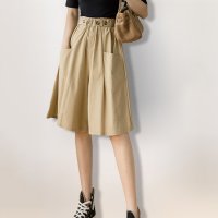 ica/アイカ ica ゆったりAライン ナチュラルカラー サラリとした薄手ストレッチ素材 膝丈 キュロットパンツ/507143668