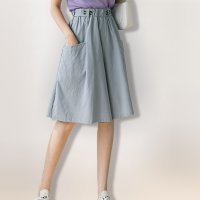 ica/アイカ ica ゆったりAライン ナチュラルカラー サラリとした薄手ストレッチ素材 膝丈 キュロットパンツ/507143668
